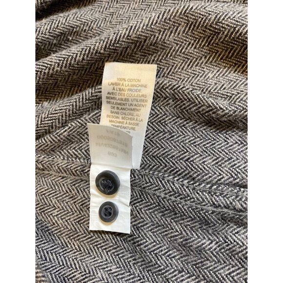 Nordstrom Mens Shop Gray Herringbone Button-Up Shirt L Regular Fit 100% Cotton - Picture 7 of 8
